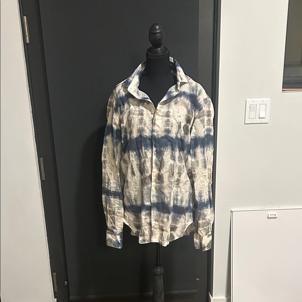Blue and White Tie-Dye Shirt